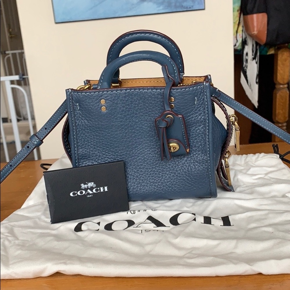 Blue leather coach Micro mini bag